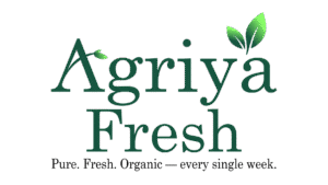 Agriya Fresh logo featuring green leaves sprouting from the letter A, symbolizing organic freshness and sustainable farming.